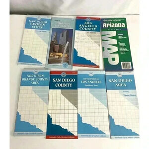 Lot of 8 VTG Cities Maps Atlas AAA Rand McNally San Diego Los Angeles Arizona